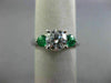 ESTATE 1.35CT DIAMOND & AAA EMERALD 14KT WHITE GOLD THREE STONE ENGAGEMENT RING