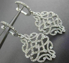 ESTATE 1.36CT DIAMOND 18KT WHITE GOLD 3D HEART INFINITY HUGGIE HANGING EARRINGS