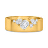 WIDE .69CT DIAMOND 14KT YELLOW GOLD 3D MULTI SHAPE SEVEN STONE CLUSTER FUN RING