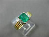 ESTATE .91CT DIAMOND & EMERALD 14KT YELLOW GOLD RECTANGLE ENGAGEMENT RING #19177