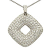 ESTATE LARGE 2.02CT DIAMOND 18KT WHITE GOLD 3D MULTI ROW PAVE SQUARE PENDANT