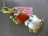 ESTATE LARGE .06CT DIAMOND CORAL PEARL 14K 2 TONE GOLD NUGGET FLOATING PENDANT