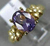ESTATE 1.02CT DIAMOND & AAA OVAL AMETHYST 14KT YELLOW GOLD 3D FLOWER FUN RING
