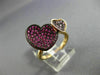 ESTATE .95CT AAA PINK SAPPHIRE & RUBY 18KT ROSE GOLD 3D DOUBLE HEART LOVE RING