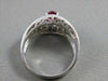 WIDE ANTIQUE 1.73CTW DIAMOND RUBY 18K W GOLD FILIGREE COCKTAIL RING 13MM #18441