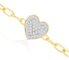 ESTATE .27CT DIAMOND 14KT 2 TONE GOLD CLASSIC PAVE HEART SHAPE LOVE FUN BRACELET