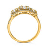 .58CT DIAMOND 14KT YELLOW GOLD ROUND & BAGUETTE SQUARE PAST PRESENT FUTURE RING
