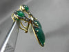ESTATE LARGE 1.15CT DIAMOND & GREEN AGATE 14K YELLOW GOLD 3D PEAR SHAPE EARRINGS