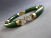 ANTIQUE LARGE & LONG AAA CHINESE JADE 14K YELLOW GOLD CUFF LUCKY BRACELET #28088