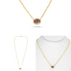 2.05CT AAA PINK SAPPHIRE 14KT YELLOW GOLD 3D OVAL SOLITAIRE BEZEL LOVE NECKLACE