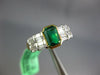 ESTATE 1.50CT DIAMOND & AAA EMERALD 18KT 2 TONE GOLD EMERALD CUT ENGAGEMENT RING