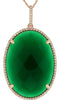 ESTATE .25CT DIAMOND & AAA GREEN AGATE 14KT ROSE GOLD OVAL CLASSIC HALO PENDANT