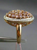ESTATE LARGE 1.64CT PINK & WHITE DIAMOND 18KT 2 TONE GOLD 3D OVAL FILIGREE RING