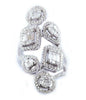 ESTATE EXTRA LARGE 2.07CT DIAMOND 18KT WHITE GOLD ROUND & BAGUETTE CLUSTER RING