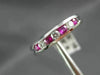 ESTATE .35CT DIAMOND & AAA RUBY 14KT WHITE GOLD WEDDING ANNIVERSARY RING #18896