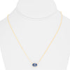 LARGE 2.59CT DIAMOND & AAA SAPPHIRE 14K YELLOW GOLD OVAL SOLITAIRE LOVE NECKLACE