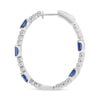 3.68CT DIAMOND & AAA SAPPHIRE 14KT WHITE GOLD OVAL & ROUND HOOP HANGING EARRINGS