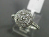 ESTATE WIDE .54CT DIAMOND 18KT WHITE GOLD 3D CLUSTER HALO ROUND ENGAGEMENT RING