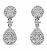 ESTATE .78CT DIAMOND 18KT WHITE GOLD CLASSIC TEAR DROP CLUSTER HANGING EARRINGS