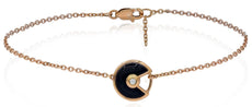 1.39CT DIAMOND & AAA ONYX 18KT ROSE GOLD SOLITAIRE CIRCULAR ADJUSTABLE BRACELET