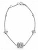 .66CT DIAMOND 18KT WHITE GOLD ROUND & BAGUETTE 4 LEAF CLOVER FLOWER FUN BRACELET
