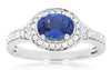 1.28CT DIAMOND & AAA TANZANITE 14KT WHITE GOLD 3D OVAL SOLITAIRE ENGAGEMENT RING