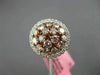 ESTATE WIDE 1.80CT WHITE & PINK DIAMOND 18K 2 TONE GOLD CLUSTER ANNIVERSARY RING