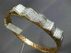 ESTATE WIDE 5.52CT DIAMOND 14KT ROSE GOLD 3D MULTI ROW PYRAMID BANGLE BRACELET