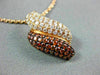1.36CT WHITE & ORANGE DIAMOND 18KT ROSE GOLD 3D MULTI ROW PAVE WAVE FUN PENDANT