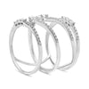 ESTATE LARGE .59CT DIAMOND 14KT WHITE GOLD MULTI ROW CRISS CROSS FULL CUFF RING