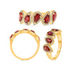 1.58CT DIAMOND & AAA RUBY 14KT YELLOW GOLD PEAR SHAPE 5 STONE ANNIVERSARY RING