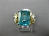ESTATE LARGE 4.50CT DIAMOND & AAA BLUE APATITE 14KT YELLOW GOLD ENGAGEMENT RING