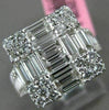 LARGE 2.18CT ROUND & BAGUETTE DIAMOND 18K WHITE GOLD 3D SQUARE PROMISE LOVE RING
