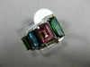 ESTATE LARGE 5.15CT DIAMOND & MULTI COLOR TOURMALINE 14K WHITE GOLD JOURNEY RING