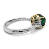 2.13CT DIAMOND & AAA CABOCHON EMERALD 18KT TWO TONE GOLD SQUARE ENGAGEMENT RING