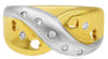.08CT DIAMOND 18KT TWO TONE GOLD 3D ROUND MULTI HEART CRISS CROSS INFINITY RING