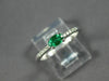 ESTATE .28CT DIAMOND & AAA EMERALD 14KT WHITE GOLD ROUND & OVAL CLASSIC FUN RING