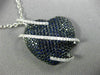 LARGE 3.85CT DIAMOND & AAA SAPPHIRE 18K WHITE & BLACK GOLD 3D HEART LOVE PENDANT