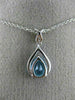 1.48CT DIAMOND & AAA PEAR SHAPE BLUE TOPAZ 14KT WHITE GOLD 3D TEAR DROP PENDANT