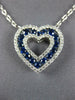 ESTATE LARGE 1.26CT DIAMOND & AAA SAPPHIRE 18KT WHITE GOLD OPEN HEART PENDANT
