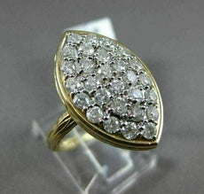 ESTATE LARGE 1.5CT DIAMOND 14K 2 TONE GOLD PAVE MARQUISE HAMMER DESIGN LOVE RING
