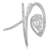 ESTATE .47CT DIAMOND 18KT WHITE GOLD 3D ROUND & BAGUETTE CLUSTER SIGNATURE RING