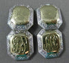 ANTIQUE LARGE 14KT 2TONE GOLD FILIGREE OCTAGON ENGRAVABLE CUFF LINKS #14070