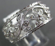 ANTIQUE .42CT DIAMOND 14KT WHITE GOLD 3D FLOWER FILIGREE ETERNITY RING #22243