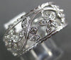 ANTIQUE .42CT DIAMOND 14KT WHITE GOLD 3D FLOWER FILIGREE ETERNITY RING #22243