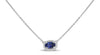 ESTATE .61CT & AAA SAPPHIRE DIAMOND 18K WHITE GOLD 3D OVAL CLASSIC HALO NECKLACE