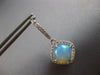 4.3CT DIAMOND & AAA AUSTRALIAN OPAL 14KT WHITE GOLD 3D CUSHION HANGING EARRINGS