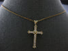 ESTATE .20CT DIAMOND 14KT 2 TONE GOLD 3D ROUND CROSS FILIGREE PENDANT #27673
