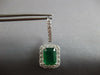 LARGE 7CT DIAMOND & AAA EMERALD 18KT WHITE GOLD 3D OCTAGON HALO HANGING EARRINGS