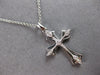 ESTATE .03CT DIAMOND 14KT WHITE GOLD 3D CLASSIC FILIGREE CROSS FLOATING PENDANT